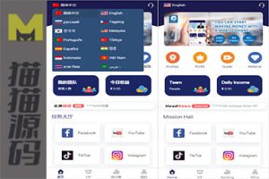 全新用户界面的国际版多语言任务点赞源码，适用于脸书和抖音的点赞系统源码